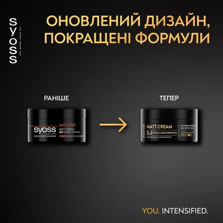 Матувальний крем для укладання волосся SYOSS Matt Cream 3 In 1 Style Care Strength екстрасильна фіксація, 100 мл: ціни та характеристики