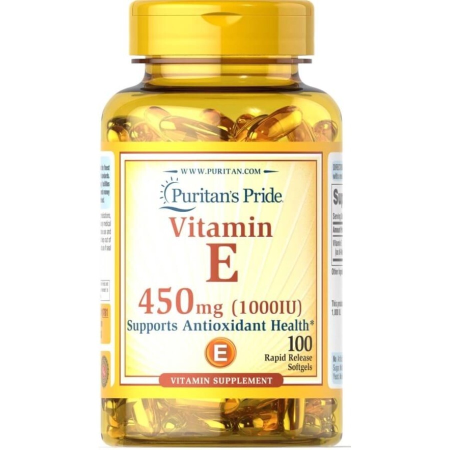 Витамин Е Puritan's Pride 1000 МЕ гелевые капсулы №100: цены и характеристики