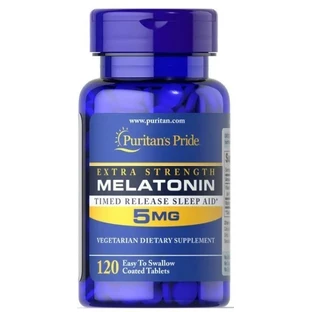 Мелатонин, Melatonin, Puritan's Pride, 5 мг, 120 таблеток (медленного высвобождения)