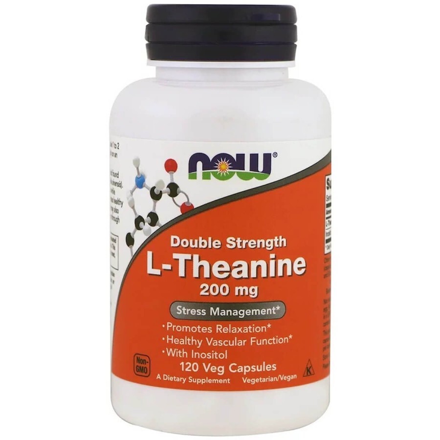 L-Теанін Now Foods Double Strength 200 мг вегетаріанські капсули №120: ціни та характеристики