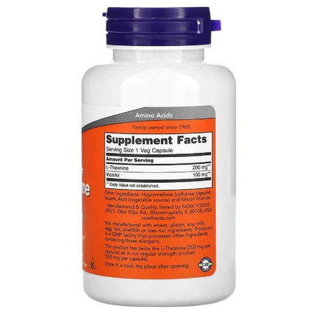 L-Теанін Now Foods Double Strength 200 мг вегетаріанські капсули №120: ціни та характеристики