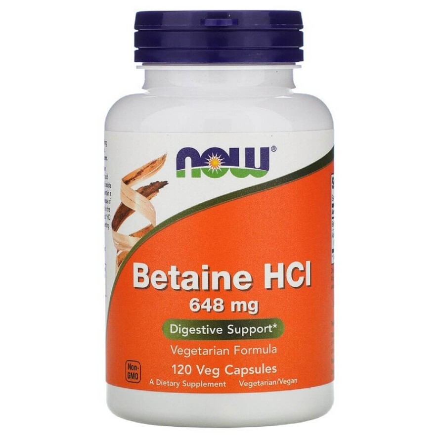Бетаїн HCI Now Foods 648 мг вегетаріанські капсули №120: ціни та характеристики
