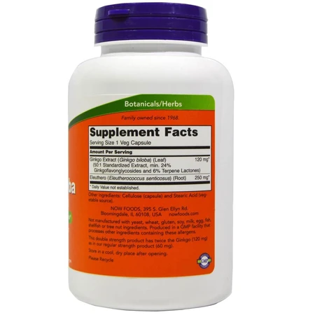 Гинкго билоба Now Foods Double Strength 120 мг капсулы №50: цены и характеристики