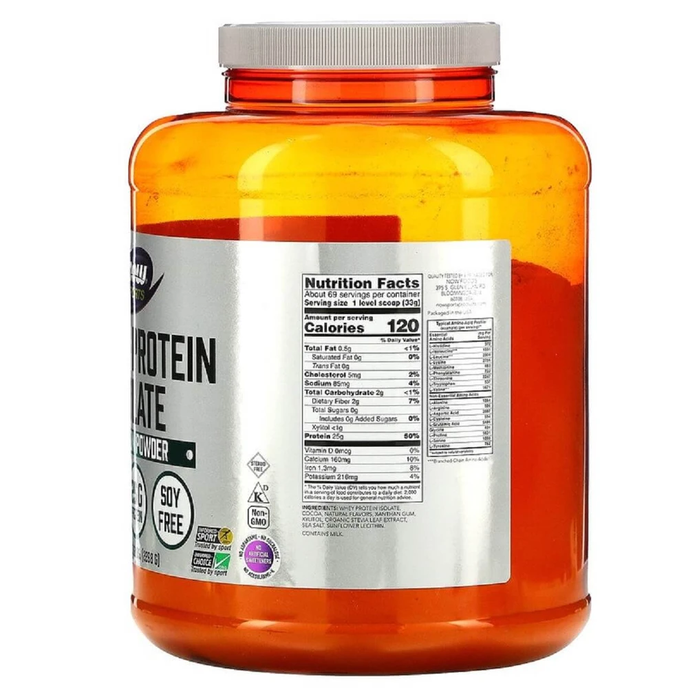 Ізолят сироваткового протеїну Now Foods Whey Protein Isolate Смак вершкового шоколаду порошок 2268 г: ціни та характеристики