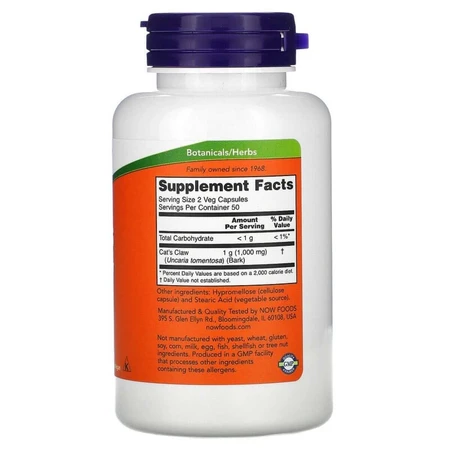 Котячий кіготь Now Foods 500 мг вегетаріанські капсули №100: ціни та характеристики