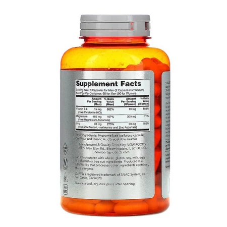 Спортивное восстановление Now Foods ZMA после тренировки капсулы №180: цены и характеристики