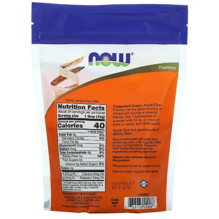 Чистая яблочная клетчатка Now Foods порошок 340 г: цены и характеристики