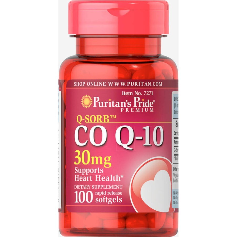 Коэнзим Q-10 Q-SORB Co Q-10 Puritan's Pride 30 мг гелевые капсулы быстрого высвобождения №100: цены и характеристики