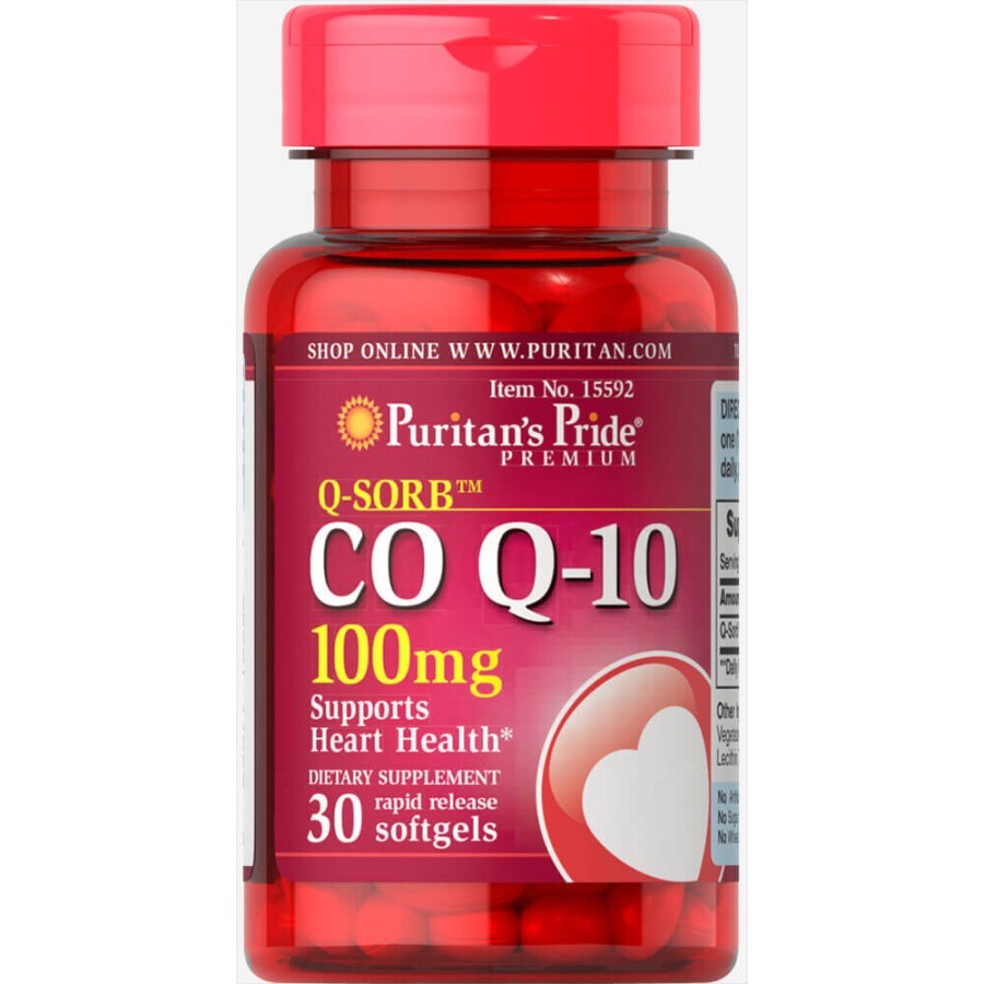 Коэнзим Q-10 Q-SORB Puritan's Pride 100 мг гелевые капсулы быстрого высвобождения №30: цены и характеристики