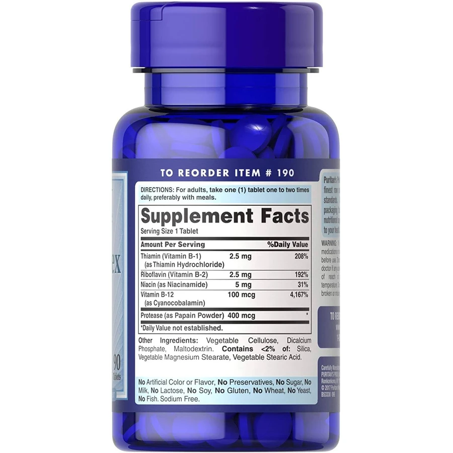 Вітаміни групи В Vitamin B-Complex and Vitamin B-12 Puritan's Pride таблетки №90: ціни та характеристики