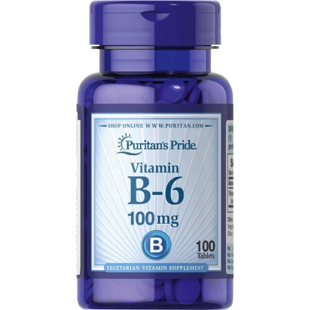 Витамин В6 Pyridoxine Hydrochloride Puritan's Pride 100 мг таблетки №100