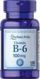 Витамин В6 Pyridoxine Hydrochloride Puritan&#39;s Pride 100 мг таблетки №100
