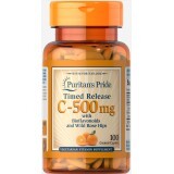 Вітамін С з біофлавоноїдами Vitamin C Rose Hips Puritan's Pride 500 мг краплеты з покриттям №100