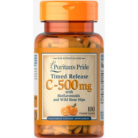 Витамин С с биофлавоноидами Vitamin C Rose Hips Puritan's Pride 500 мг каплеты с покрытием №100: цены и характеристики
