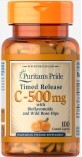 Витамин С с биофлавоноидами Vitamin C Rose Hips Puritan&#39;s Pride 500 мг каплеты с покрытием №100