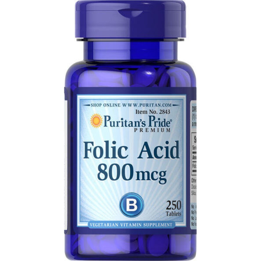 Фолієва кислота Puritan's Pride 800 мкг таблетки №250: ціни та характеристики