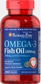 Омега-3 рыбий жир Puritan&#39;s Pride 1200 мг, 360 мг Активного гелевые капсулы №200