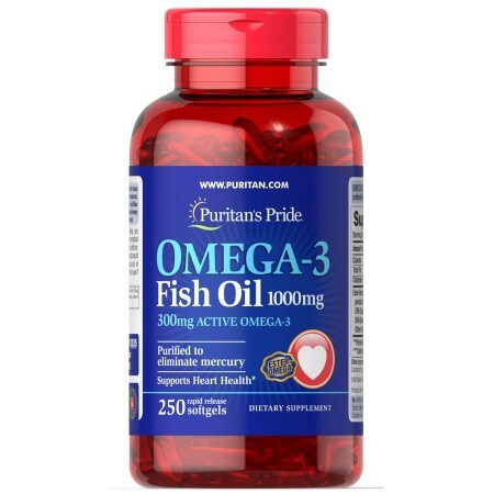 Омега-3 риб'ячий жир Puritan's Pride 1000 мг, 300 мг Активного гелеві капсули №250