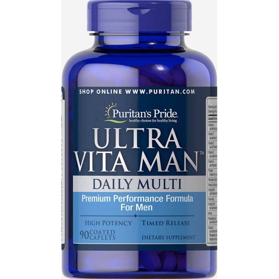 Витамины для мужчин Ultra Vita Man Time Release Puritan's Pride каплеты с покрытием №90: цены и характеристики