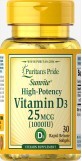 Витамин Д3 Puritan&#39;s Pride 1000 МЕ гелевые капсулы №30