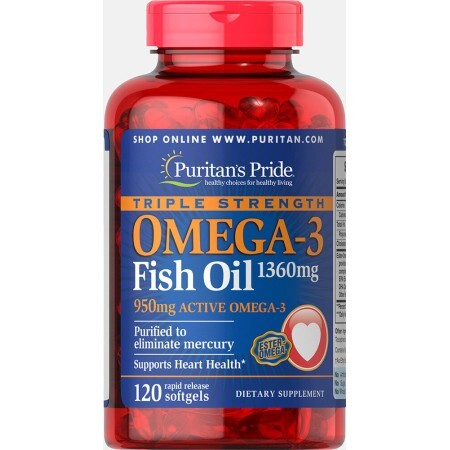 Омега-3 риб'ячий жир Puritan's Pride 1360 мг (950 мг активного омега-3) гелеві капсули №120