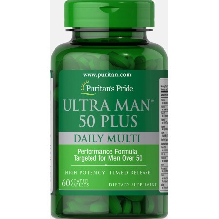 Мультивитамины ультра для мужчин 50+ Puritan's Pride Ultra Man каплеты с покрытием №60