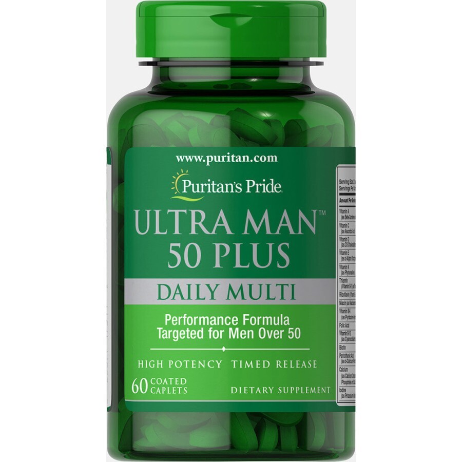 Мультивітаміни ультра для чоловіків 50+ Puritan's Pride Ultra Man каплети із покриттям №60: ціни та характеристики
