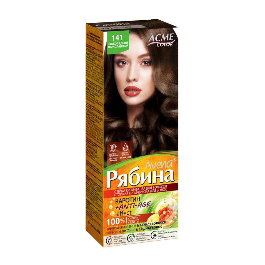 Стойкая крем-краска для волос Рябина Avena 141 Шоколадный, 133 мл: цены и характеристики