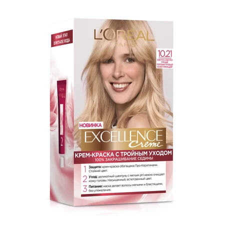 Стойкая крем-краска для волос L'Oreal Paris Excellence Creme 10.21 - Светло-светло русый перламутровый: цены и характеристики