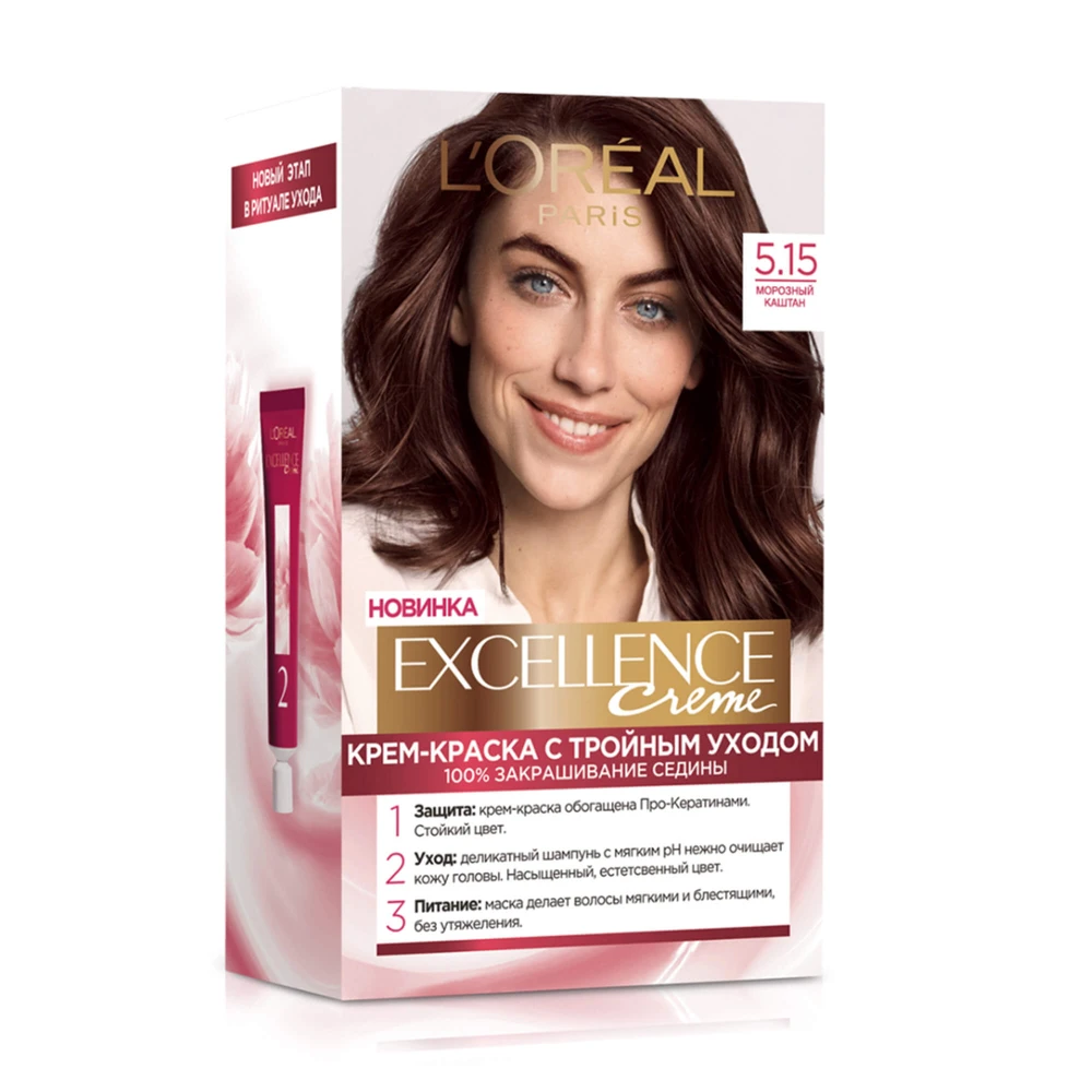 Стойкая крем-краска для волос L'Oreal Paris Excellence Creme 5.15 - Морозный каштан: цены и характеристики