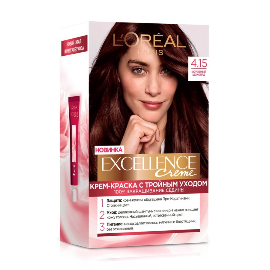 Стійка крем-фарба для волосся L'Oreal Paris Excellence Creme 4.15 - Морозний шоколад: ціни та характеристики
