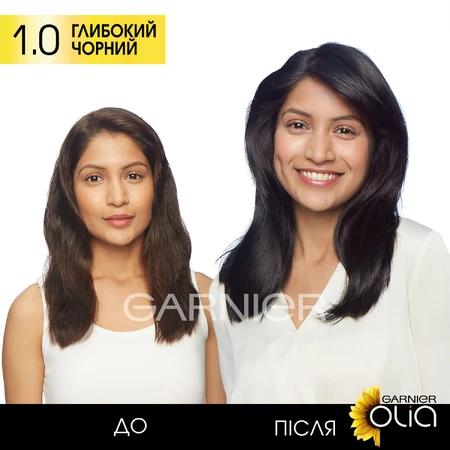 Фарба для волосся Garnier Olia Базова лінійка відтінок 1.0 Глибокий чорний 112 мл: ціни та характеристики