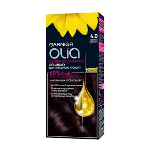 Краска для волос Garnier Olia Базовая линейка оттенок 4.0 Темный каштан 112 мл