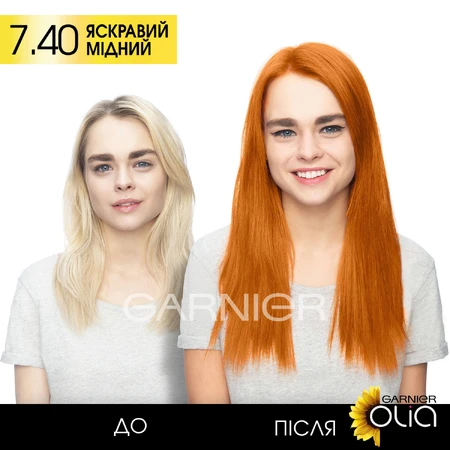 Фарба для волосся Garnier Olia Базова лінійка відтінок 7.40 Яскравий мідний 112 мл: ціни та характеристики