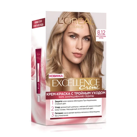 Стойкая крем-краска для волос L'Oreal Paris Excellence Creme 8.12 - Мистический блонд №1: цены и характеристики