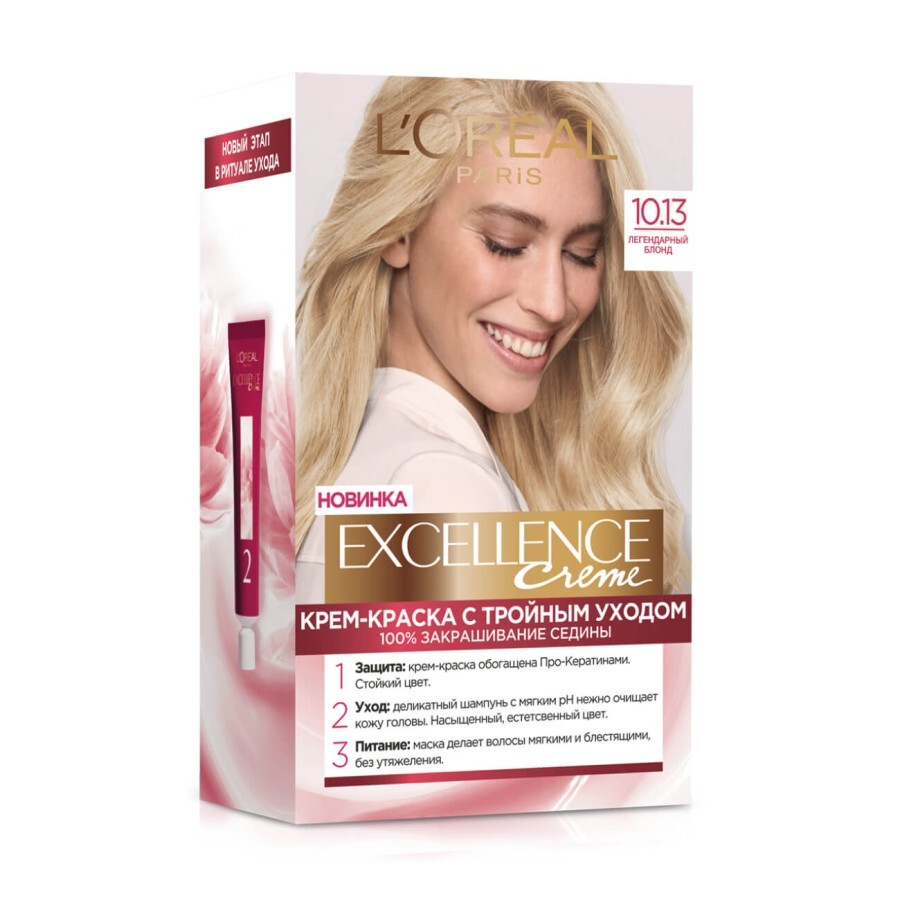 Стійка крем-фарба для волосся L'Oreal Paris Excellence Creme 10.13 - Легендарний блонд 1 шт: ціни та характеристики