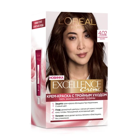 Стійка крем-фарба для волосся L'Oreal Paris Excellence Creme 4.02 - Чарівний каштан 1 шт: ціни та характеристики
