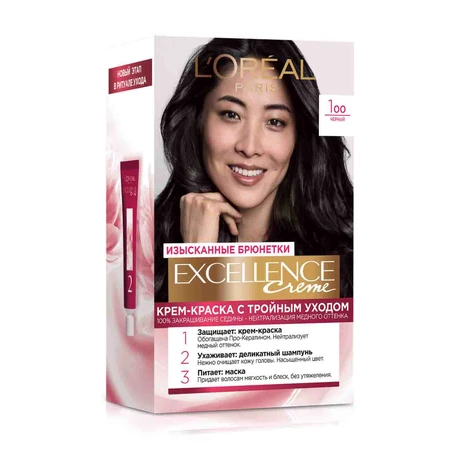 Стойкая крем-краска для волос L'Oreal Paris Excellence Creme 1.00 Черный 176 мл: цены и характеристики