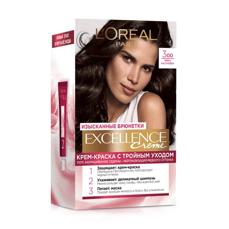 Стойкая крем-краска для волос L'Oreal Paris Excellence Creme 3.00 Темно-каштановый 176 мл: цены и характеристики