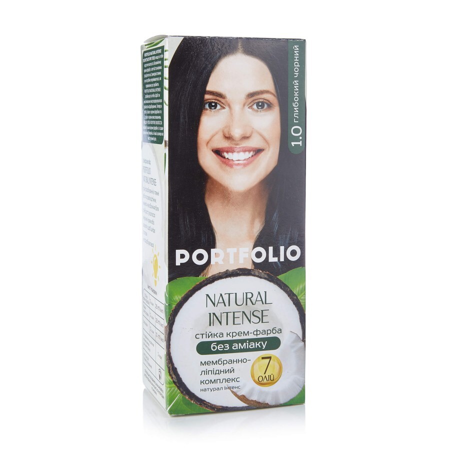 Безаміачна стійка крем-фарба для волосся PORTFOLIO 1.0 Глибокий чорний, 110 мл: ціни та характеристики