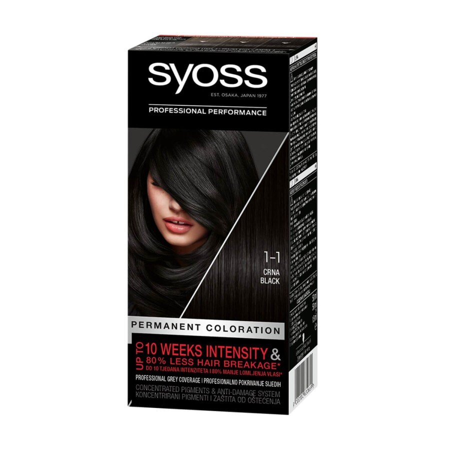 Стійка фарба для волосся Syoss 1-1 Чорний 115 мл: ціни та характеристики