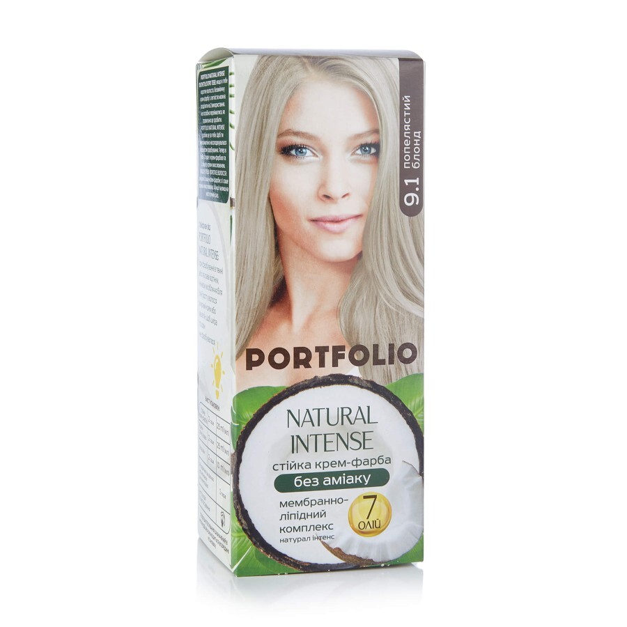 Безаммиачная стойкая крем-краска для волос PORTFOLIO 9.1 Пепельный блонд, 110 мл: цены и характеристики