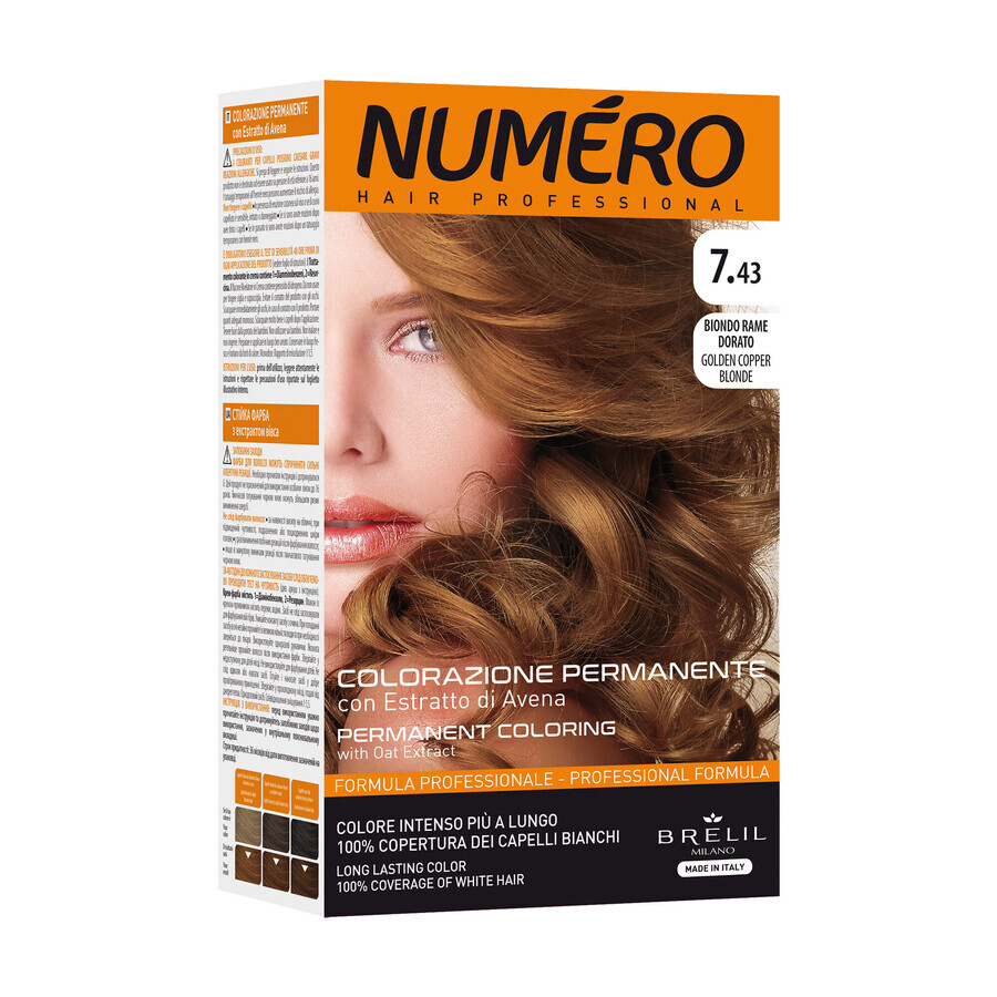 Краска для волос Brelil Professional Numero 7.43 Golden copper blonde Медно-золотистый блонд 140 мл: цены и характеристики