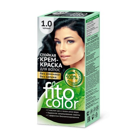 Безаміачна стійка крем-фарба для волосся Fitocolor 1.0 Чорний, 115 мл