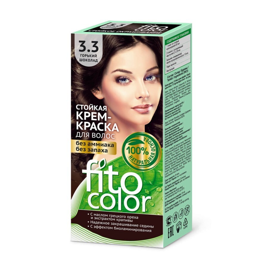 Безаммиачная стойкая крем-краска для волос FitoColor 3.3 Горький шоколад, 115 мл: цены и характеристики