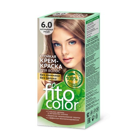 Безаміачна стійка крем-фарба для волосся Fitocolor 6.0 Натуральний русявий, 115 мл