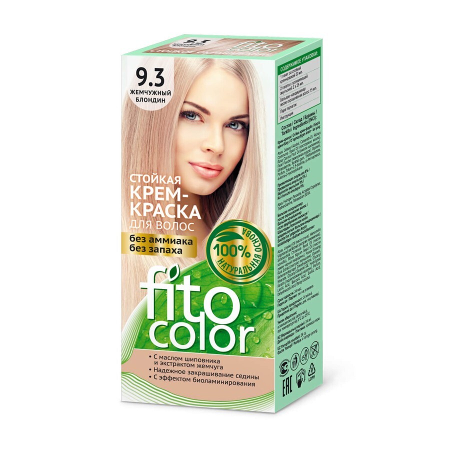Безаммиачная стойкая крем-краска для волос FitoColor 9.3 Жемчужный блондин, 115 мл: цены и характеристики