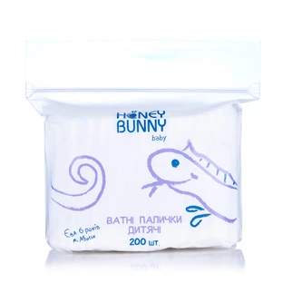 Дитячі ватні палички Honey Bunny baby, 200 шт