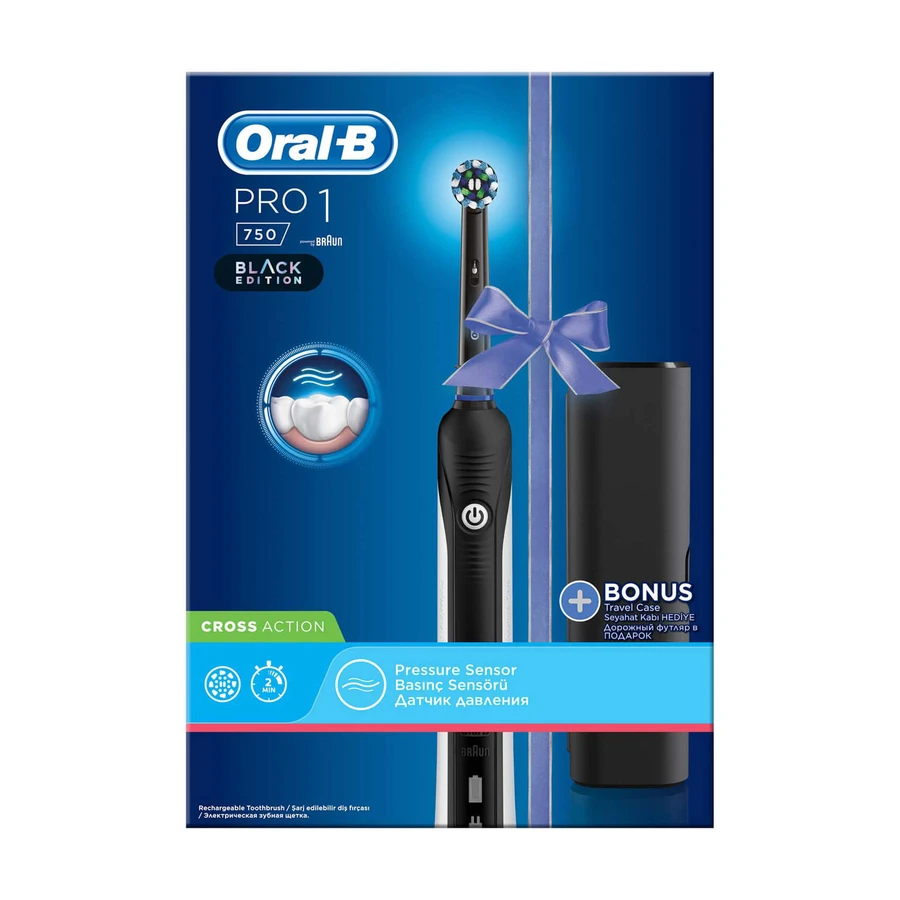 Электрическая зубная щетка Oral-B Pro750 CrossAction D16.513.UX Black + футляр, 1 шт: цены и характеристики