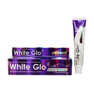Экстрасильная отбеливающая зубная паста 2 в 1 White Glo с ополаскивателем, 100 г